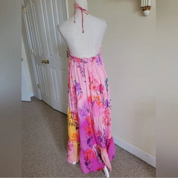 Anthropologie Alissa Tiered Maxi Dress Pink Lined size S - Picture 6 of 9